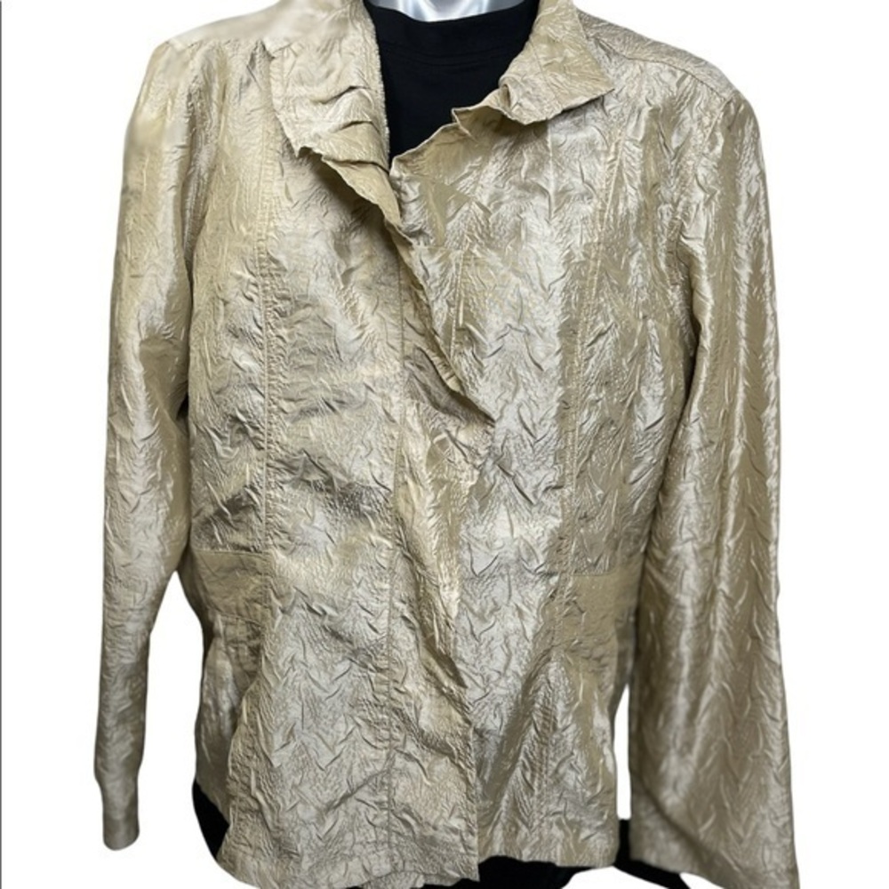 Chico’s lightweight textured jacket, mandarin collar, chicos size 3